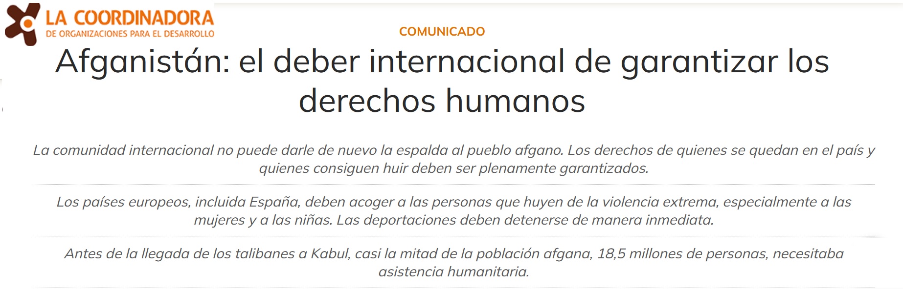 Afganistán: el deber internacional de garantizar los derechos humanos
